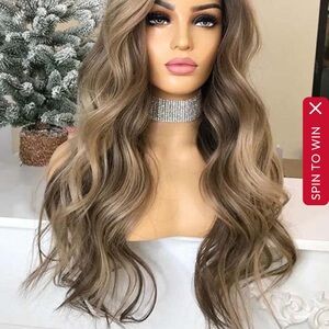 Luxurious Brown Wavy Hair Wig